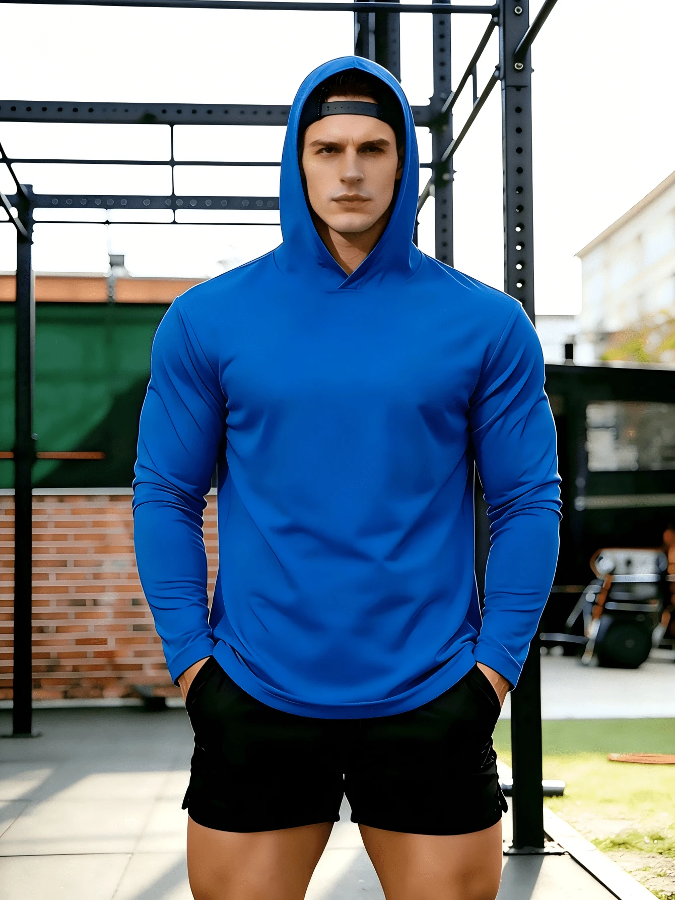 Men's Summer Tops, Men's Hoodies, Men's Long-Sleeved T-Shirts, Men's Fishing Clothing, Men's Work Clothes, Men's Sun Protection Clothing, Quick-Drying Fabric, Suitable For Fitness, Outdoor Activities Such As Cycling And Fishing. - Xanh đậm - Xem 1