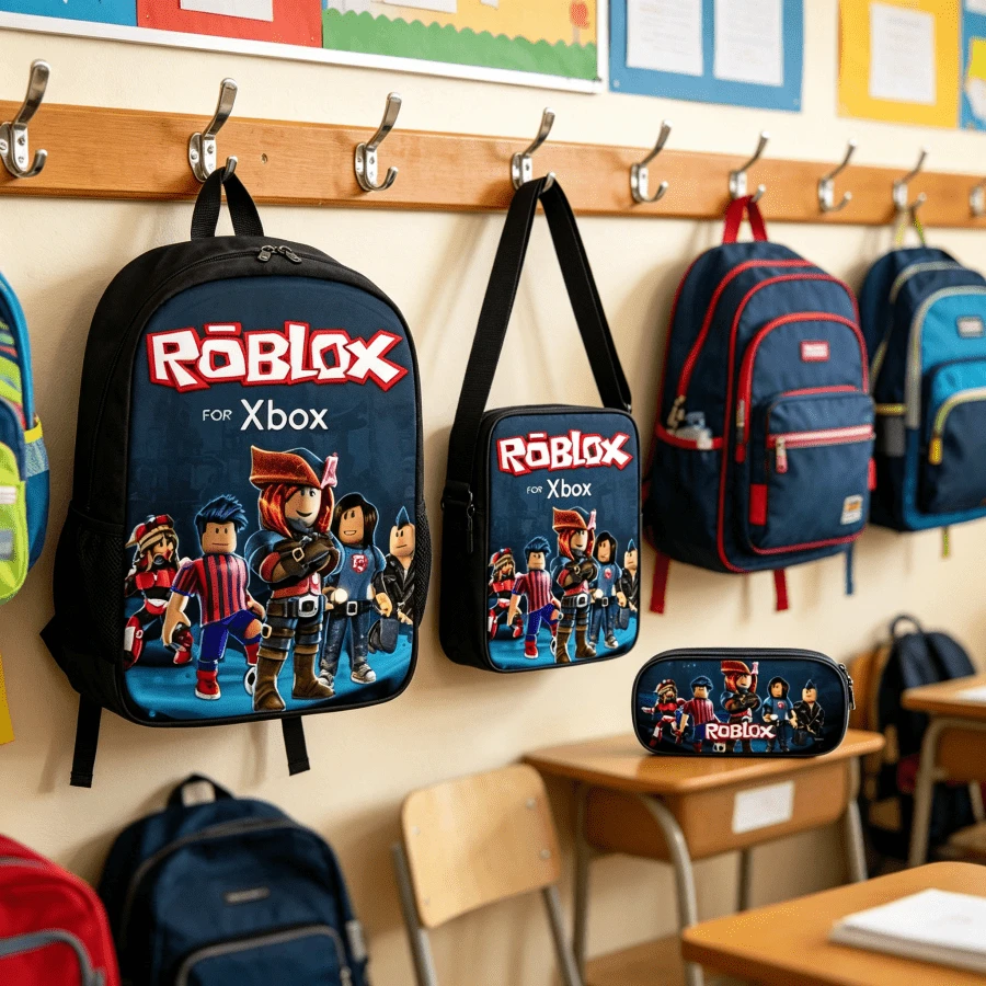 Roblox 3pcs Anime Style Backpack Set, Including Backpack, Crossbody Bag, Pencil Case, Adjustable Straps, Zipper Design, Unisex, Suitable For School, Travel, Camping, Great Gift For Christmas, Birthday, Back To School - Roblo Boy Backpack B - View 1