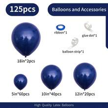 125 Stück/25 Stück marineblauer Latex Party Ballon Bogen Set, 5/10/12/18 Zoll runde Heliumballons, geeignet für Geburtstag, Abschluss, Vatertag, Hochzeit, Babyparty, Geschlechtsoffenbarung, Junggesellinnenabschied, Rentnerparty Dekorationen - Satz - Übersicht 2