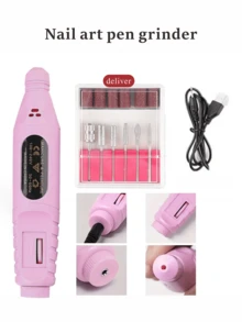 电动美甲打磨机套装，专业美甲抛光工具套装，USB美甲打磨机，适用于美甲沙龙和个人使用 - 彩色 - 查看 8