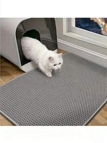 1pc Universal Gray Double-Layer Honeycomb EVA Pet Litter Mat, Anti-Slip Anti-Splash Minimalist Style Pet Supplies For Cats & Dogs - Multicolor - View 3