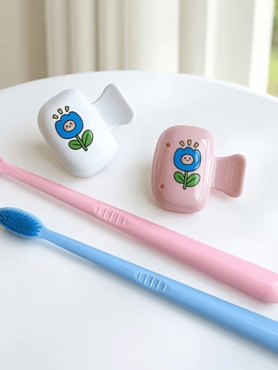 1pc Cute Floral Pattern Portable Toothbrush Cover,Featuring A Charming Floral Design In Nordic White/Nordic Pink. Travel Toothbrush Storage Box, Portable Toothbrush Head Protection Clip, Toothbrush Storage Clip,Toothbrush Protective Cover, Protects Toothbrush Head, Portable Design For Easy Carrying, Dustproof Toothbrush Head Cover For Travel,The Best Gift For Lovers, Friends, Family, Teachers, Travel Enthusiasts,Must-Have For Home, And An Ideal Mother's Day Gift.