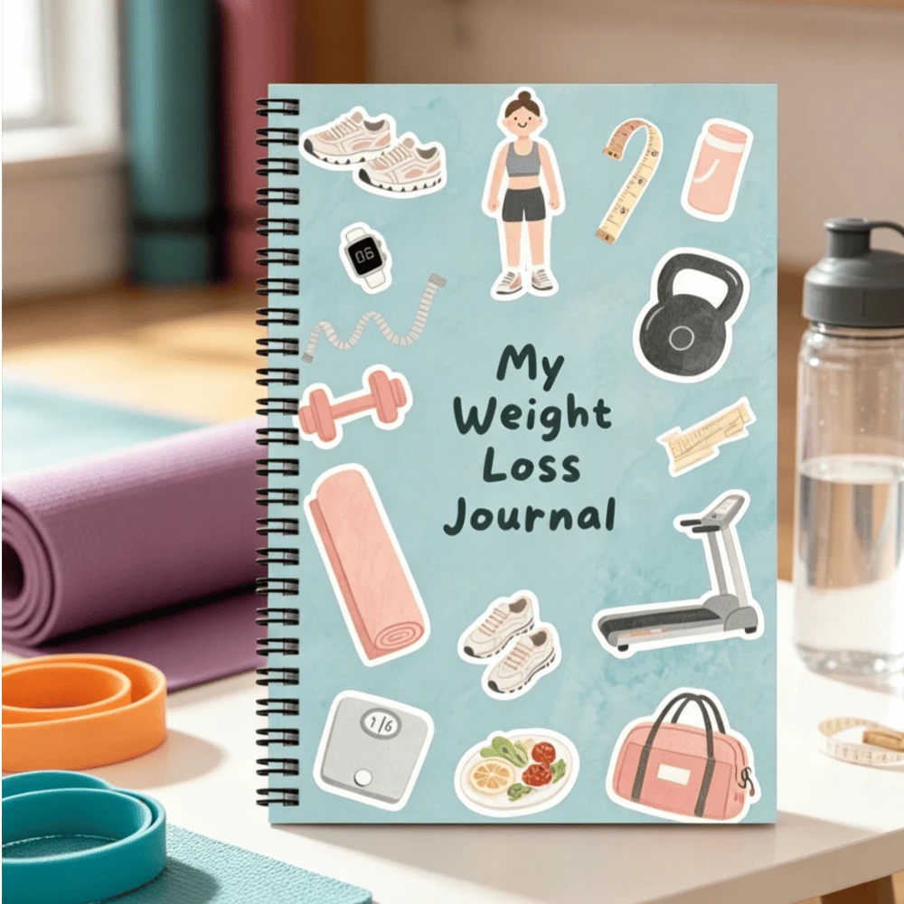 1本软皮健身饮食日志笔记本，螺旋装订，包含运动记录、食物追踪、进度图表，男女通用，便携式健康生活方式规划器、饮食和锻炼计划本、励志日记 - A5 - 查看 1