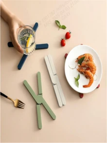 Foldable Silicone Trivet Mat, Heat Resistant Non-Slip Pot Holder, Space-Saving Multi-Use Kitchen Dining Table Mat - Multiple Styles - View 1