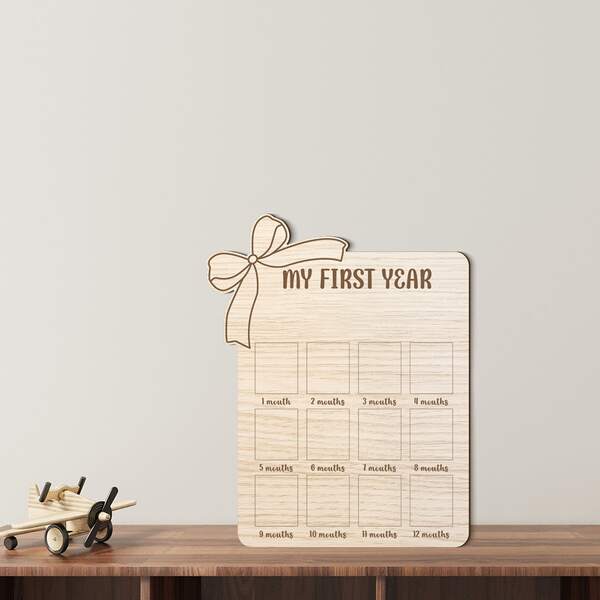 1pc Decorative Wooden 1st Year Milestone Photo Frame - Suitable For 12 Months Desktop Display, Multipurpose Room Decor Commemorative Gift, No Electricity Required