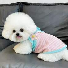 1 bộ quần áo thú cưng mùa xuân/hè: Áo thun hai dây dệt kim cho chó, áo vest cho mèo, áo không tay kẻ sọc Dopamine nhẹ, thoáng khí, thoải mái cho chó. - Nhiều màu - Xem 7