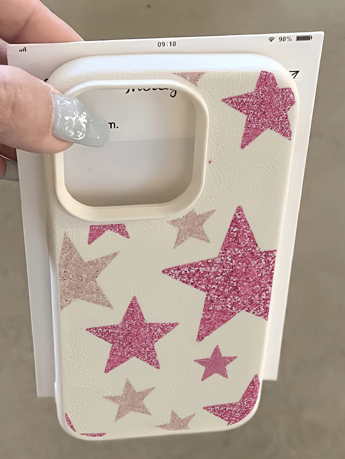 1件 白色亮片星星極簡風個性化 TPU 防震全包手機殼,適用於 Apple 18 17 16 15 14 13 12 11 Pro Max Air 及系列 - 彩色 - 查看 1
