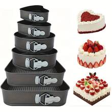 TUMATICLY 6PCS Springform Cake Pan Set (7, 8, 9, 10, 11 Inch) Heart, Round, Square Leak-Of Non-Stick Cheesecake Pan With Detachable Bottom Carbon Steel Baking Tray - Suitable For Making Mousse And Honeycomb Cake - Essential For Baking Enthusiasts - - View 10