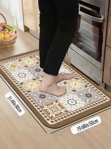 1 件装软橡胶吸水厨房垫，3.5 毫米厚吸水地毯或小地毯，法式复古瓷砖图案，由各种复古瓷砖设计组成，包含几何、花卉和对称图腾元素，适用于房间装饰、卧室和儿童房。 - 彩色 - 查看 18