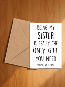 1pc Funny Sister's Birthday Card, Humorous Greeting Card Suitable For Gifting To Sisters, Back To School Supplies (Random Color Envelope) - A - View 4