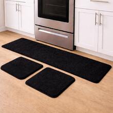 Set Of 3 Non-Slip Kitchen Mats, Low Pile, Washable - màu đen - Xem 1