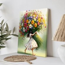1 件，女孩手捧鲜花；适用于客厅、卧室和厨房的墙面装饰画；家居和办公室装饰；节日礼物；房间装饰的完美之选；墙面艺术、海报、带框帆布画（可选画框） - 鮮花 - 查看 2