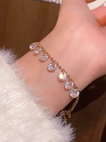 1件装水滴流苏手链（女士款） - 金色 - 查看 4