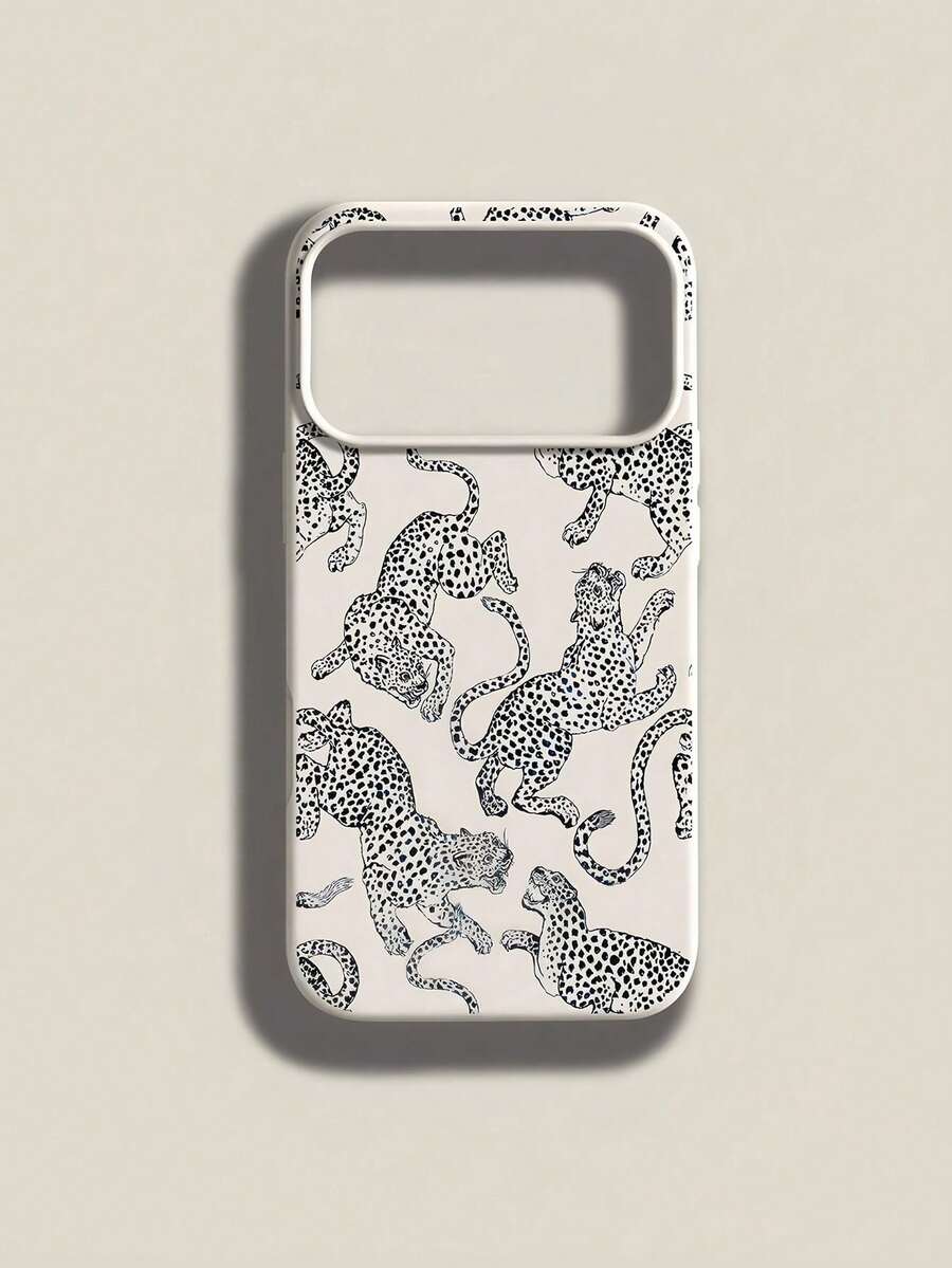 1个哑光白豹纹极简软TPU防震防刮手机壳，兼容苹果17、16、15、14、13、12、11 Pro Max、Air - 彩色 - 查看 1