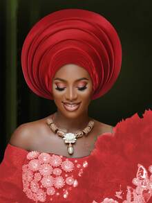 1pc Shiny Gold Satin Gele Headwrap, Handmade Layered African Turban For Wedding - A - View 5