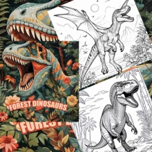 1pc Forest Dinosaurs Coloring Book Realistic T-Rex Painting Book, Jurassic Prehistoric World Animal Drawing Notebook For Boys Adults Stress Relief Books - Multicolor - View 10