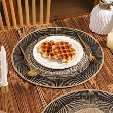 1/2/4/8片装波西米亚风大号圆形棉麻隔热垫，适用于摄影道具 - 黑色 - 查看 2