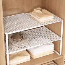 Expandable Metal Closet Storage Organizer Rack, Adjustable Height, Space-Saving Vertical Storage Rack For Clothes, Shoes, Cabinets - Easy To Install, Compatible With Wardrobes, Shoe Racks, Closet Organization, Suitable For Home, Office, Retail Spaces, Closet Storage And Organization - Multicolor - View 11