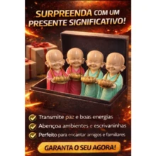 Monge Buda Flor de Lótus 3D 10cm Decoração Zen Casa - Rosa - Visão 4