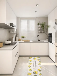 1 件柠檬图案法兰绒厨房垫/地毯，柔软舒适，易于护理，可机洗，适用于厨房、浴室、书房、入口，有助于缓解视觉疲劳，为您的房间增添轻松的氛围 - 彩色 - 查看 14