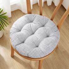 1PC Beige Canvas Regenerated Cellulose Thick Cushion, Circular Cushion, Seat Cushion, Chair Cushion - Beige - View 12
