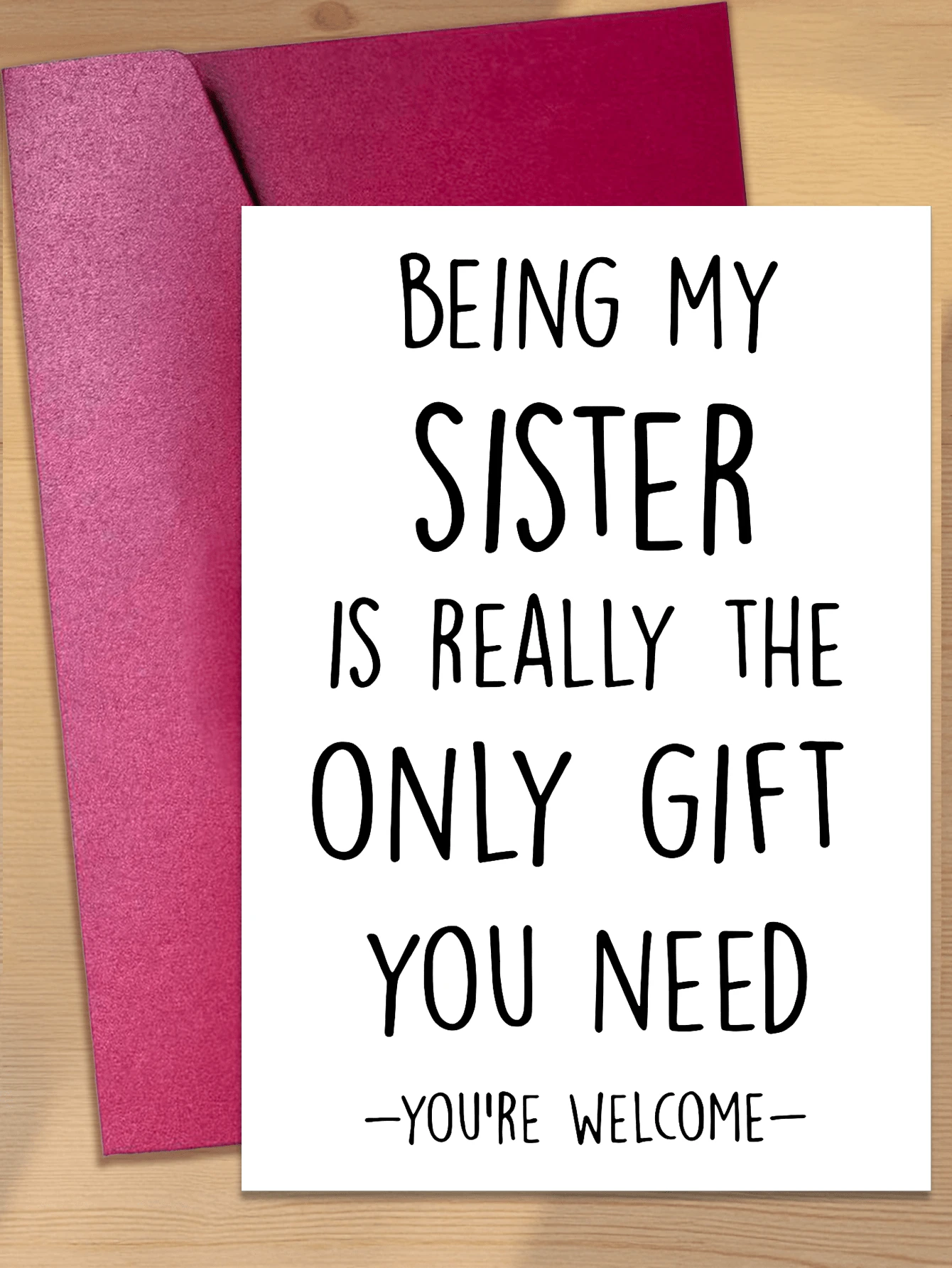 1pc Funny Sister's Birthday Card, Humorous Greeting Card Suitable For Gifting To Sisters, Back To School Supplies (Random Color Envelope) - A - View 1