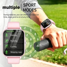 Reloj inteligente unisex con llamadas inalámbricas & alertas de mensajes, podómetro, seguimiento de calorías y distancia, modos multideporte, control de música, cámara remota, alarma, Body de PC & correa de silicona, batería de 180mAh, carga USB, reloj inteligente multifunción para smartphones, regalo de vacaciones - Multicolor - Ver 10