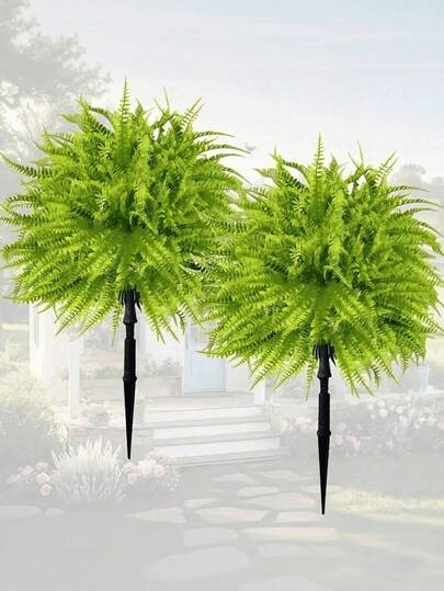 2 gốc dương xỉ nhân tạo, cây dương xỉ Boston tổng hợp sống động như thật, cây bụi thường xanh dùng cho hiên nhà, sân vườn, trang trí trong nhà/ngoài trời, thích hợp để treo ở hiên nhà, cửa sổ, trang trí nhà cửa, trang trí nghĩa trang.