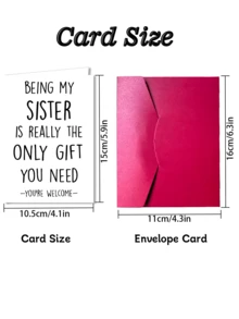 1pc Funny Sister's Birthday Card, Humorous Greeting Card Suitable For Gifting To Sisters, Back To School Supplies (Random Color Envelope) - A - View 2