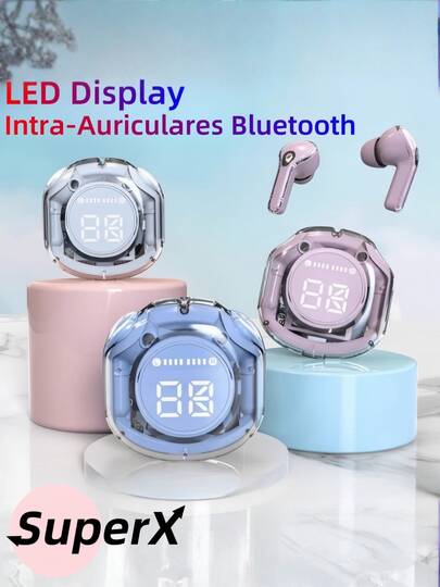Mini Fone de Ouvido TWS  Bluetooth 5.3, LED Display, Compatível com Android/iOS Intra-Auriculares Sem