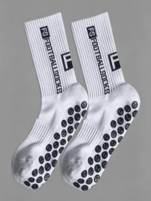 1/3/6 pares de calcetines de fútbol/fútbol para hombres y unisex, hasta el tobillo, antideslizantes, duraderos y cómodos para entrenamiento diario, calcetines de otoño - Blanco y Negro - Ver 16