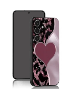 1件裝頂級紫色愛心豹紋防摔防滑黑色手機保護殼，適用於 iPhone 17/17 Air/17 Pro/17 Pro Max、Honor、Galaxy A04e/A05s/A13/A14/A15/A34/A35/A50/A52/A53/A54/S21/S22/S23/S24/S25/S25 Ultra/6A/7A/8A/12T/13T/14T - 黑色 - 查看 2