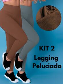 Kit 2 Pants Thermal Leggings Plush Winter Leg Felpuda Flannel Tarelles - Burnt Orange - View 1