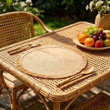 2/4/6pcs Brown Tassel Round Placemats, Vintage Linen Table Mats, Durable & Natural Aesthetic, Suitable For Dining Table, Wedding, Restaurant, Kitchen, Hotel, Home Gathering, Party & Holiday Occasions - Multicolor - View 6