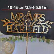 1pc Customized Wedding Cake Topper, Vintage Gold Wedding Cake Decor, Wedding Floral Cake Decor, Mr & Mrs Cake Topper, Personalized Cake Decor, Anniversary Cake Decor, Customized Vintage Wedding Mr & Mrs Cake Topper With Waterproof - F-mr. & Mrs. Wedding Cake Holder Label - View 20