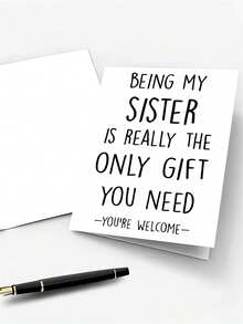 1pc Funny Sister's Birthday Card, Humorous Greeting Card Suitable For Gifting To Sisters, Back To School Supplies (Random Color Envelope) - A - View 3