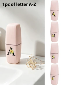 Toothbrush Case, Portable Black Flowers‑Shaped Letter A‑Z, Keeps Toothbrush Clean And Hygienic, Protective Cover For Travel Camping Business Trips School Bathroom, Toothbrush Cup Holder, Travel Wash Cup And Storage Box, For Adults Travelers, Great For Summer Travel For Mother's Day Birthday Gifts Graduation Gift, Essential Back To School And Graduation Season - Multicolor - View 20