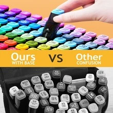 80 Colors Marker Pen Set, Dual-Tip Chisel And Fine Tip Markers For Sketch, Adult Coloring Books, Painting, Drawing, Blending And Art Supplies, Back To School - Multicolor - View 2