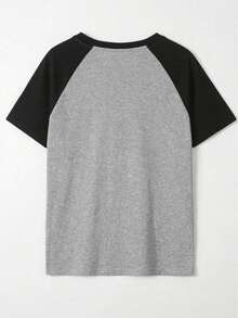 GRDR Men's Summer Raglan Colorblock Casual Daily Commute American Vintage Print Round Neck Short Sleeve T-Shirt | Comfortable & Fashionable - Grey - View 5