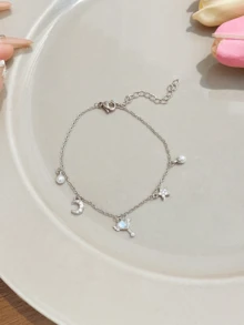 1pc Ethereal Star & Moon Pearl Bracelet For Women - Silver - View 6