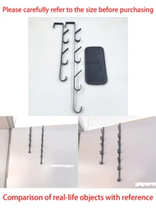 1个/3个碳钢门后挂钩 - 多功能重型金属门后收纳架 | 节省空间的垂直设计收纳挂钩 | 浴室门后毛巾架，钛色，门后衣钩，无需钻孔，门后挂钩，适用于卧室、浴室配件 - 查看 4