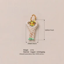 1件夏季彩绘插画吊坠，可爱卡通风格，珐琅滴彩工艺，14K镀金，铜质首饰，适合日常包包配饰，魅力女士项链吊坠配饰，手链吊坠配饰，手机挂绳吊坠配饰，钥匙扣装饰吊坠配饰。 - 彩色 - 查看 17