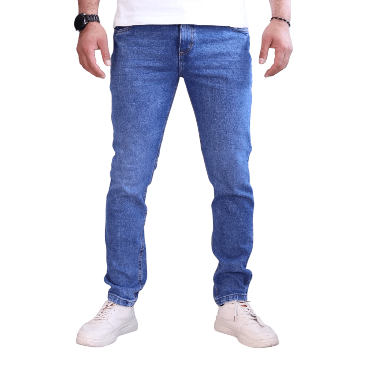 Pantalón Semiskinny de Mezclilla Stretch para Hombre John Silver - Azul Marino - Ver 1