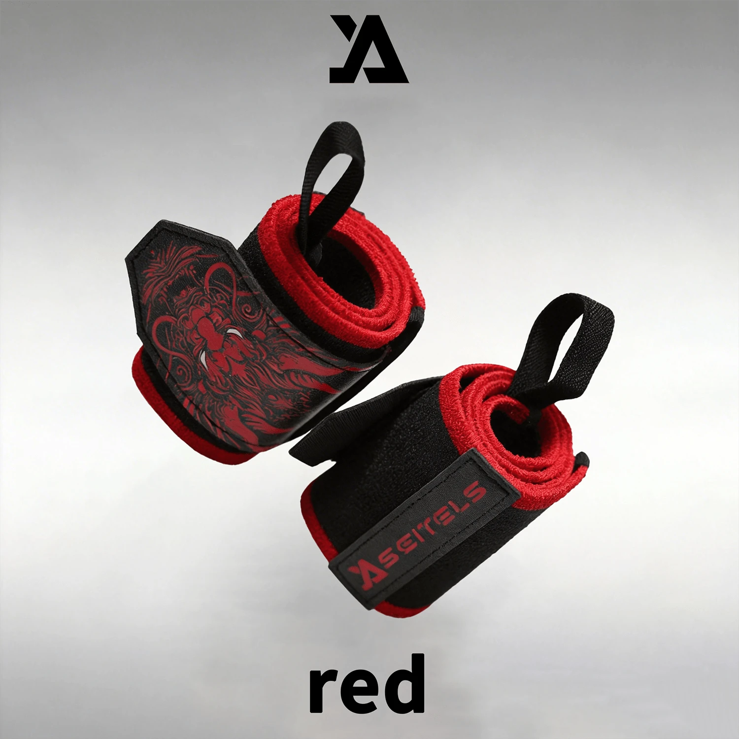1 Pair YUAO Sports Style Wrist Wraps, Unisex, Chinese Dragon Pattern, High Elasticity & Thick - Red - View 1
