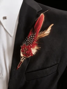 1 Stück Herren Brosche, Mehrfarbige Feder Boutonniere für Gastgeber, Hochzeit, Koreanischer Stil Anzug Accessoire - Federbrosche - Übersicht 6