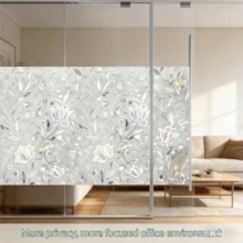 Classic Tulip Floral Vinyl Window Privacy Film, Window Decor Sticker - Colorful Decorative Film With No Adhesive, Easy To Install, Suitable For Home And Office Decor, Window Film | Classic Floral Pattern | Easy To Apply Film - Tulip - View 10