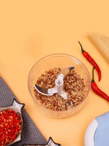 1 pieza Procesador de alimentos manual, picador de verduras, picador de ajo, procesador de alimentos manual portátil, picador de verduras, procesador de alimentos manual, utensilio de cocina, picador/licuadora, apto para cebolla, ajo, jengibre, chile, frutas, carnes - Multicolor - Ver 3