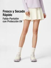 Falda de enfriamiento LN COOL para mujer de Li-Ning, con forro antideslizante, protección UV y secado rápido AKSW128 - lechoso - Ver 2