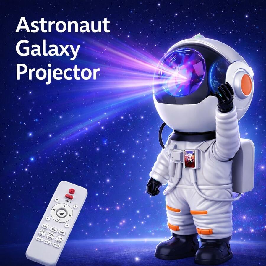Astronaut Starry Sky Projector, Galaxy Night Lamp For Bedroom Star Projector With Remote Control, Bright Led Lamp Aesthetic Nebula Ambient Lighting For Gaming Room, Home Theater, Ceiling, Party Decor And Christmas Gift - Holding the Moon White - View 1