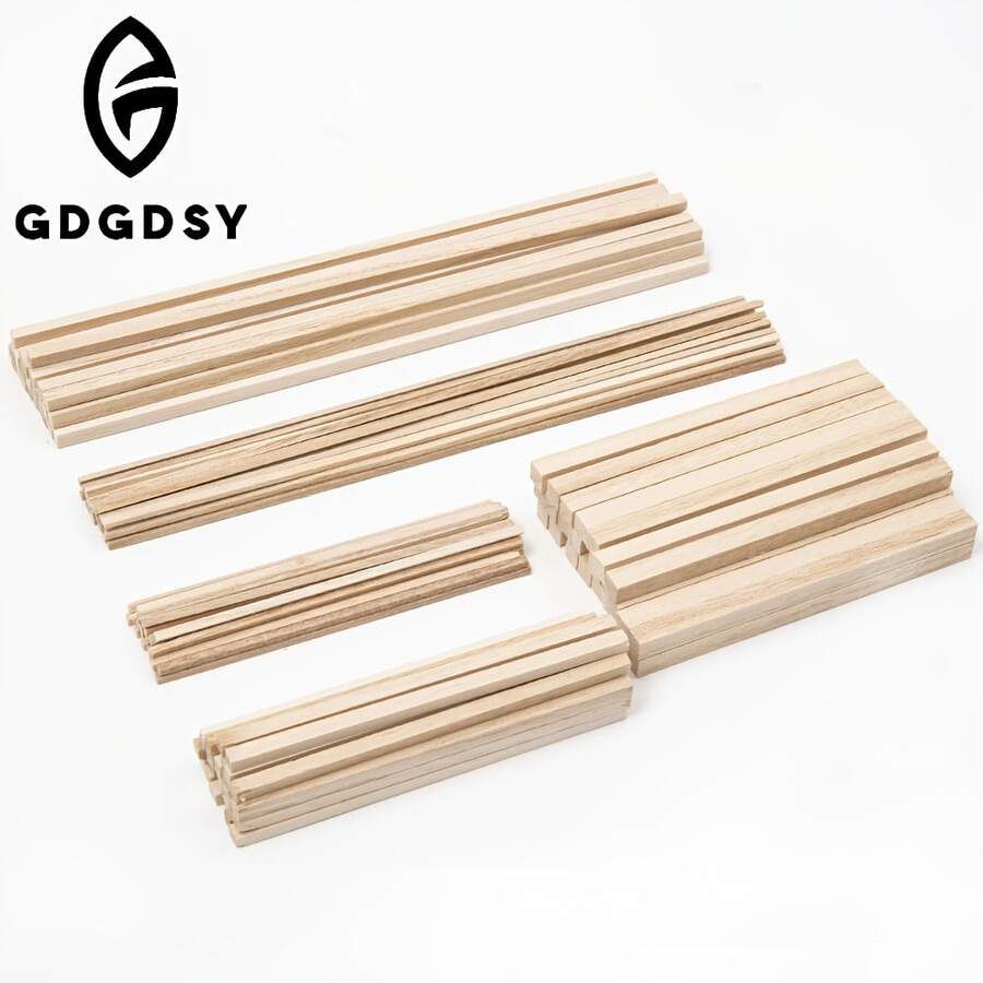 130 thanh gỗ balsa vuông, chưa hoàn thiện, dùng để làm khuôn mẫu và các dự án thủ công DIY. - A - Xem 1